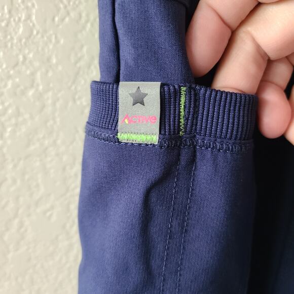 Scrub Star Women's Small 24.5 X 29.5 Scrub Pants Elastic Waist Pockets Blue Logo - Picture 4 of 10
